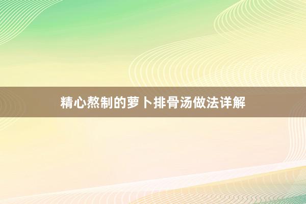 精心熬制的萝卜排骨汤做法详解